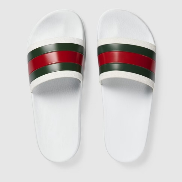 GUCCI Web Lai Rubber Slide sandal for men, available in size 9 and 10. - Picture 3 of 11